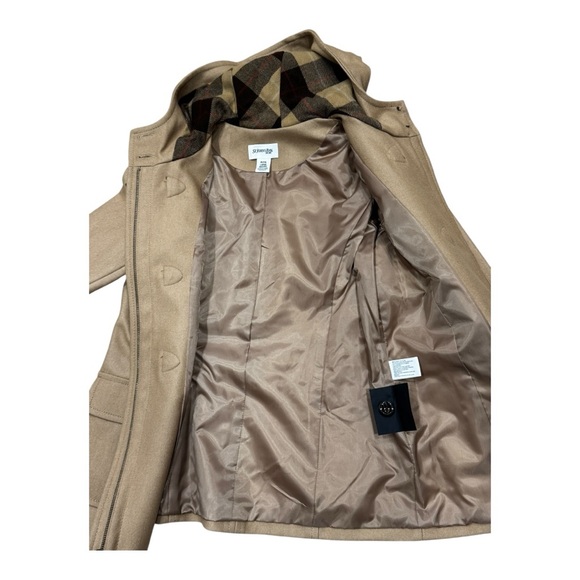 St. John’s Bay Petite Cashmere Blend Hooded Toggle Coat Caramel Latte NWT PL - Picture 4 of 16